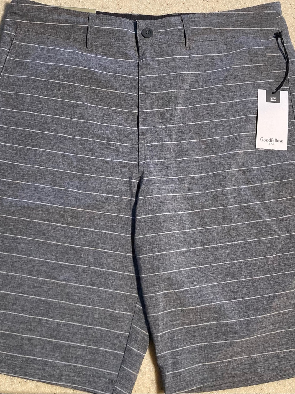 Goodfellow & Co Charcoal Gray Pinstripe Flat-Front Swim Shorts